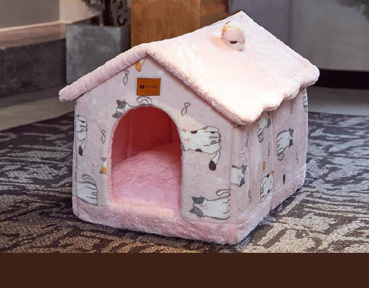 Casa Plegable para Mascotas - Villa de Invierno Cálida Desmontable
