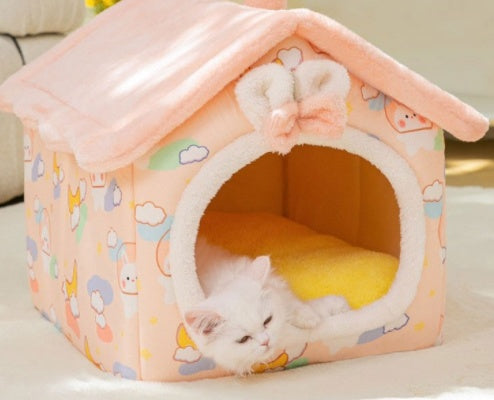 Casa Plegable para Mascotas - Villa de Invierno Cálida Desmontable