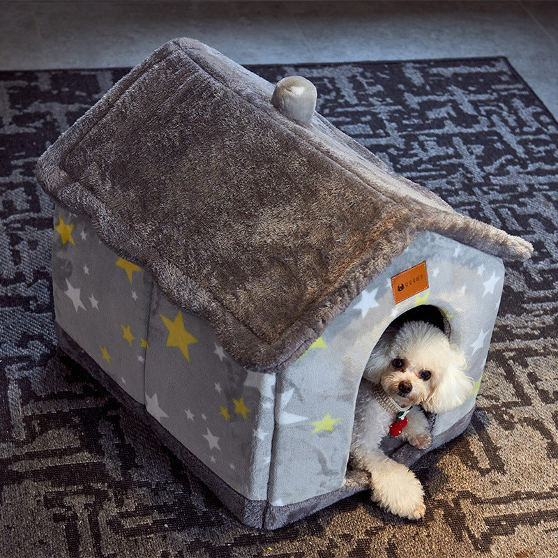 Casa Plegable para Mascotas - Villa de Invierno Cálida Desmontable