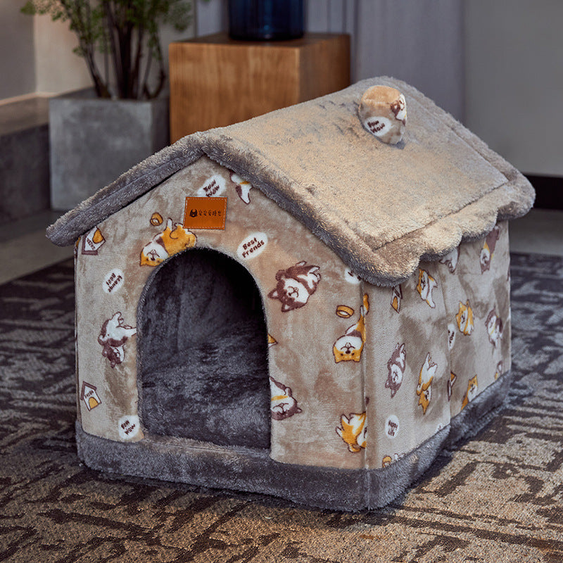 Casa Plegable para Mascotas - Villa de Invierno Cálida Desmontable