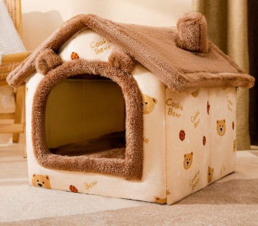 Casa Plegable para Mascotas - Villa de Invierno Cálida Desmontable