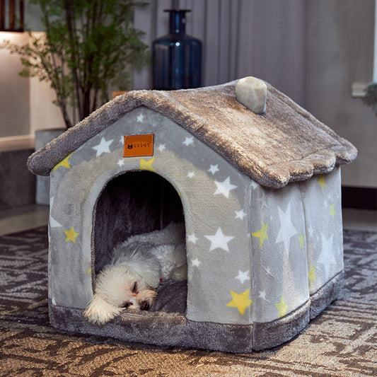 Casa Plegable para Mascotas - Villa de Invierno Cálida Desmontable