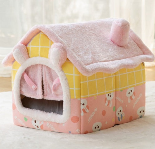 Casa Plegable para Mascotas - Villa de Invierno Cálida Desmontable