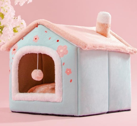 Casa Plegable para Mascotas - Villa de Invierno Cálida Desmontable