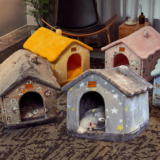 Casa Plegable para Mascotas - Villa de Invierno Cálida Desmontable