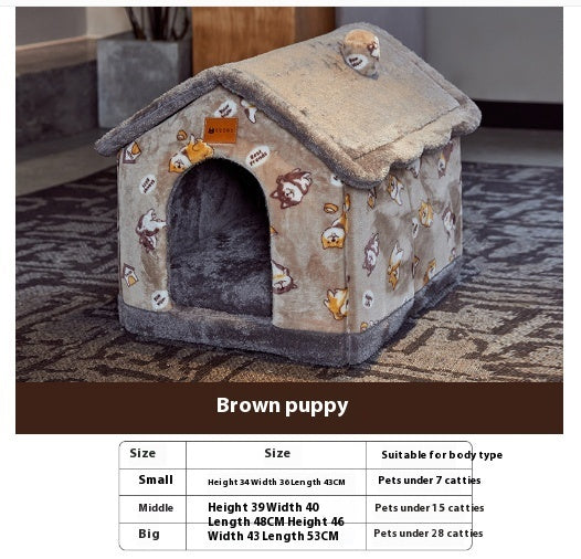 Casa Plegable para Mascotas - Villa de Invierno Cálida Desmontable